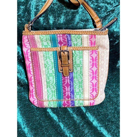 Fossil Canvas & Leather trim Brown Crossbody Bag - Picture 2 of 6